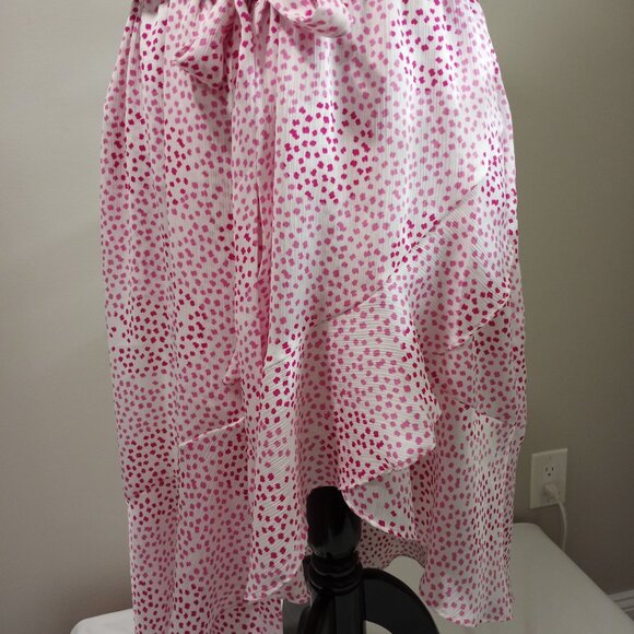 EXPRESS PINK|WHITE HALTER STYLE MAXI DRESS WITH RUFFLE WRAP SKIRT WOMEN SIZE XL - Picture 4 of 9